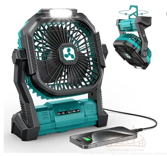 Rechargeable Camping Fan with LED Light