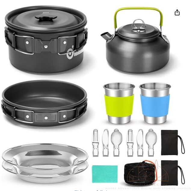 Odoland 15-Piece Camping Cookware Set